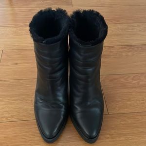 Tamara Mellon Great Escape wedge shearling bootie, size 35